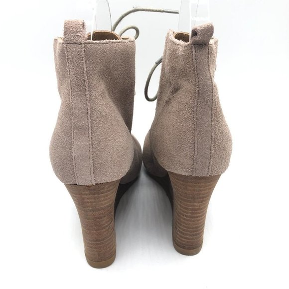 Steve Madden Womens Ankle Boots Wedge Heel Suede Lace Up Beige 9 - Picture 4 of 7